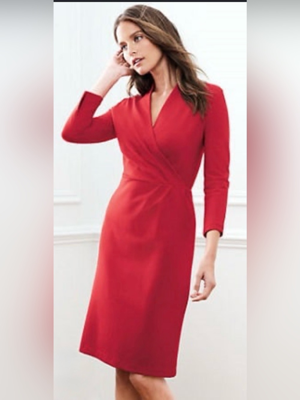 Lands' End Scarlet faux Wrap-Front Midi Dress size 10